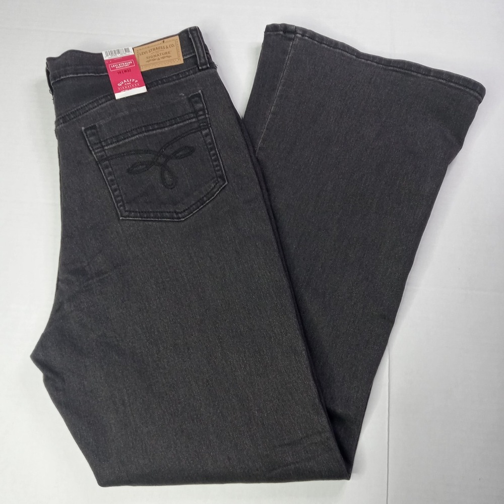 Levi Strauss Signature Western High Rise Flare Black Jeans Women's Size 14 32x30